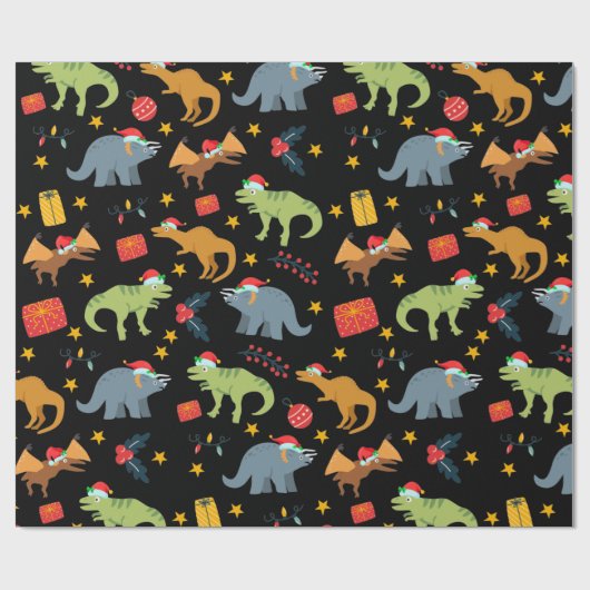 Dinosaur Kerstkerstkerstkerstkerstkerstkerstschild Cadeaupapier (Vlak)