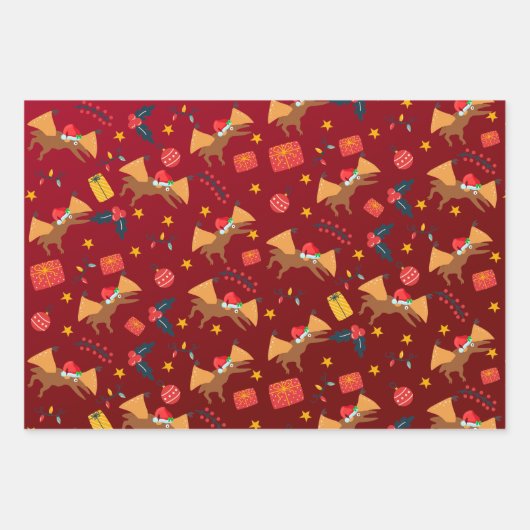 Dinosaur Kerstkerstkerstkerstkerstkerstschilderij  Inpakpapier Vel (Voorkant 3)
