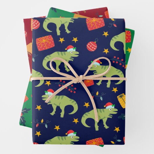 Dinosaur Kerstkerstkerstkerstkerstkerstschilderij  Inpakpapier Vel (In situ)