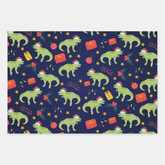 Dinosaur Kerstkerstkerstkerstkerstkerstschilderij  Inpakpapier Vel (Voorkant)