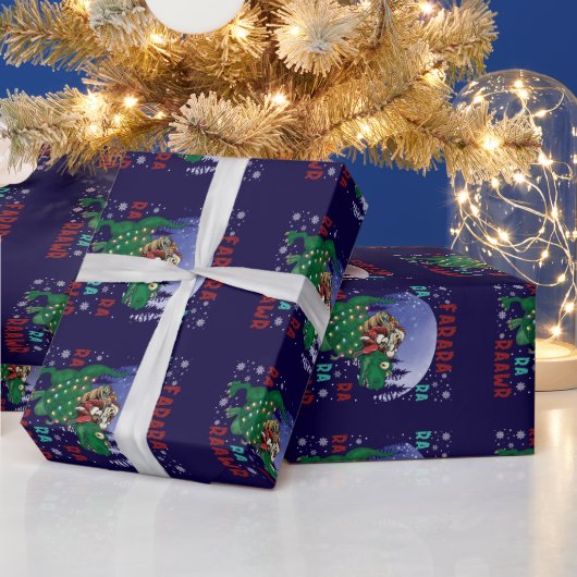 Dinosaur kerstkerstkerstkerstman cadeaupapier (Feestdagen)