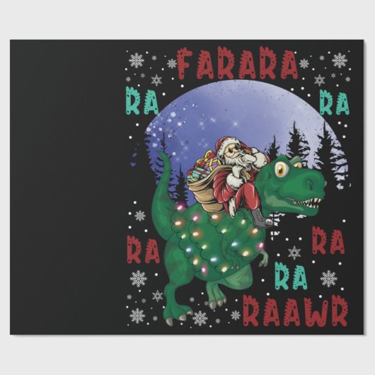 Dinosaur kerstkerstkerstkerstman cadeaupapier (Vlak)