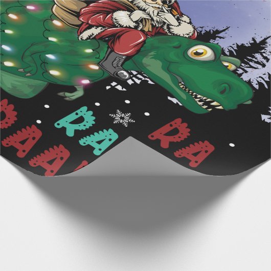 Dinosaur kerstkerstkerstkerstman cadeaupapier (Hoek)