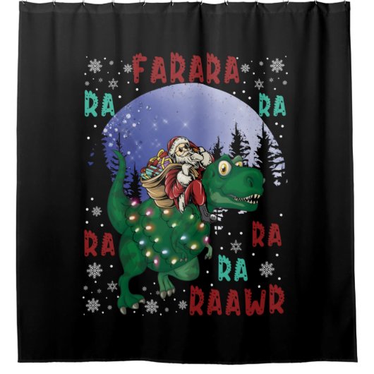 Dinosaur kerstkerstkerstkerstman douchegordijn (Voorkant)