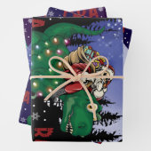 Dinosaur kerstkerstkerstkerstman inpakpapier vel (In situ)