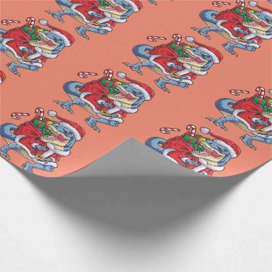 Dinosaur Kerstkerstkerstkerstman, Mannen voor herk Cadeaupapier (Hoek)