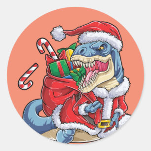 Dinosaur Kerstkerstkerstkerstman, Mannen voor herk Ronde Sticker
