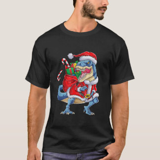 Dinosaur kerstkerstkerstkerstman met Mannen Rex Bo T-shirt