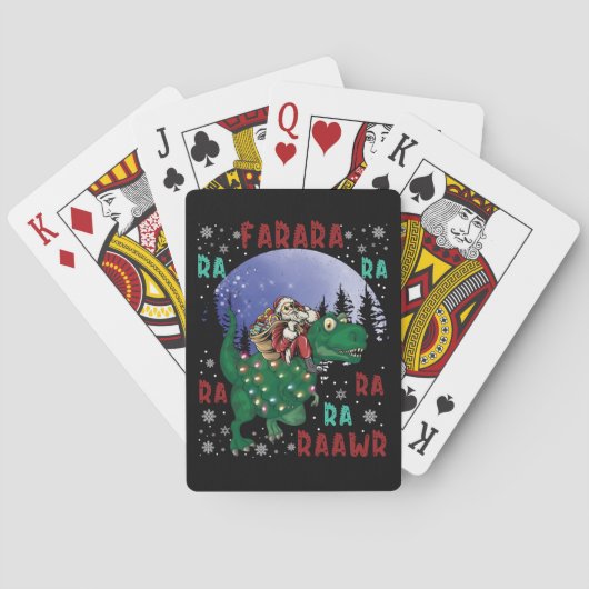 Dinosaur kerstkerstkerstkerstman pokerkaarten (Achterkant)