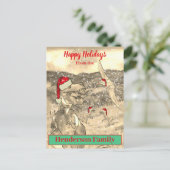 Dinosaur Kerstman Funny T Rex Santa Familienaam Feestdagenkaart (Staand voorkant)