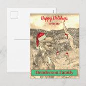 Dinosaur Kerstman Funny T Rex Santa Familienaam Feestdagenkaart (Voorkant / Achterkant)