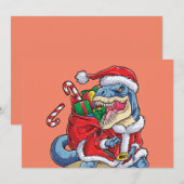 Dinosaur Kerstman Kerstman T rex Jongens Mannen Kaart (Voorkant / Achterkant)