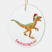 Dinosaur kerstman santa raptor keramisch ornament (Links)