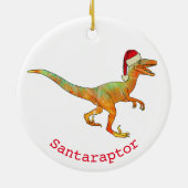 Dinosaur kerstman santa raptor keramisch ornament (Achterkant)