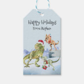 Dinosaur Kerstman Tyrannosaur Raptor - Gepersonali Cadeaulabel (Voorkant)