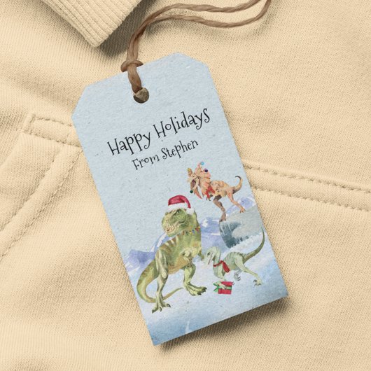 Dinosaur Kerstman Tyrannosaur Raptor - Gepersonali Cadeaulabel