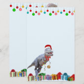 Dinosaur Kerstmis Briefpapier (Voorkant / Achterkant)