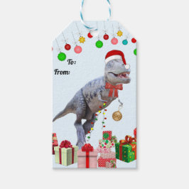Dinosaur Kerstmis Cadeaulabel