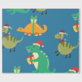 Dinosaur Kerstmis Cadeaupapier (Vlak)