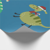 Dinosaur Kerstmis Cadeaupapier (Hoek)