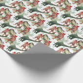 Dinosaur Kerstmis Cadeaupapier (Hoek)