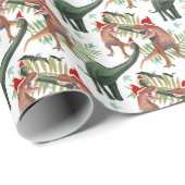 Dinosaur Kerstmis Cadeaupapier (Rol Hoek)