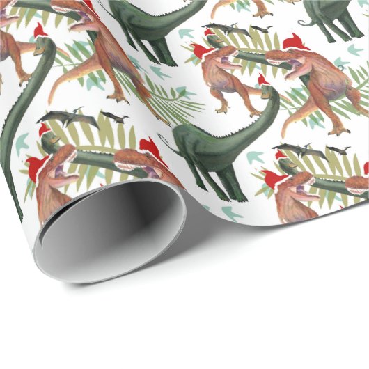 Dinosaur Kerstmis Cadeaupapier (Rol Hoek)