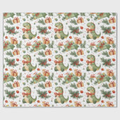 Dinosaur Kerstmis Cadeaupapier (Vlak)