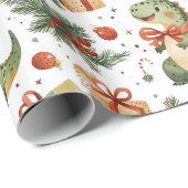 Dinosaur Kerstmis Cadeaupapier (Rol Hoek)