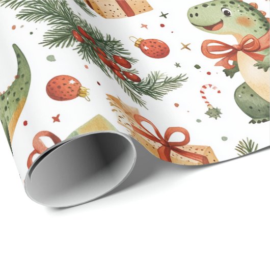 Dinosaur Kerstmis Cadeaupapier (Rol Hoek)