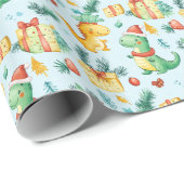 Dinosaur Kerstmis Cadeaupapier (Rol Hoek)