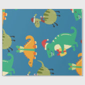 Dinosaur Kerstmis Cadeaupapier (Vlak)