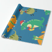 Dinosaur Kerstmis Cadeaupapier (Uitgerold)