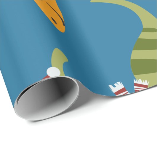 Dinosaur Kerstmis Cadeaupapier (Rol Hoek)