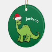 Dinosaur Kerstmis Cute Custom Kinder Green Keramisch Ornament (Links)