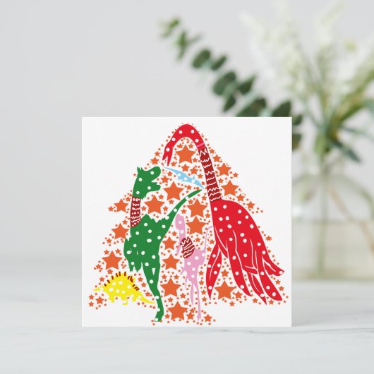 Dinosaur Kerstmis Feestdagenkaart (Staand voorkant)