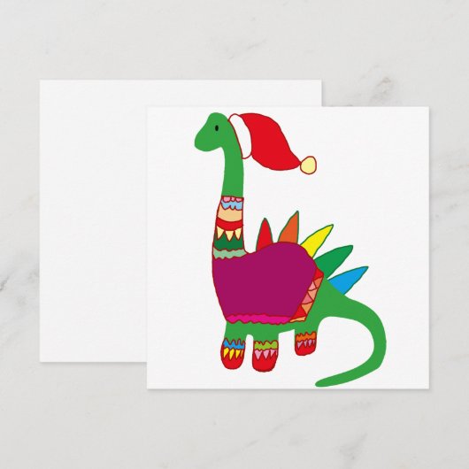 Dinosaur Kerstmis Feestdagenkaart (Voorkant / Achterkant)