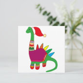 Dinosaur Kerstmis Feestdagenkaart (Staand voorkant)