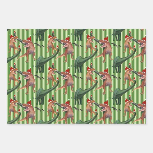 Dinosaur Kerstmis Inpakpapier Vel (Voorkant 3)