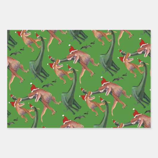 Dinosaur Kerstmis Inpakpapier Vel (Voorkant 2)