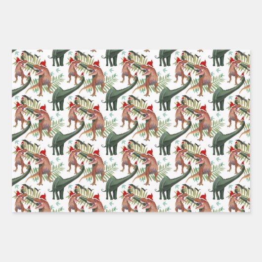 Dinosaur Kerstmis Inpakpapier Vel (Voorkant)