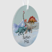 Dinosaur Kerstmis Jurassic Waterverf Naam Ornament (voorkant)