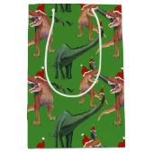 Dinosaur Kerstmis Medium Cadeauzakje (Voorkant)
