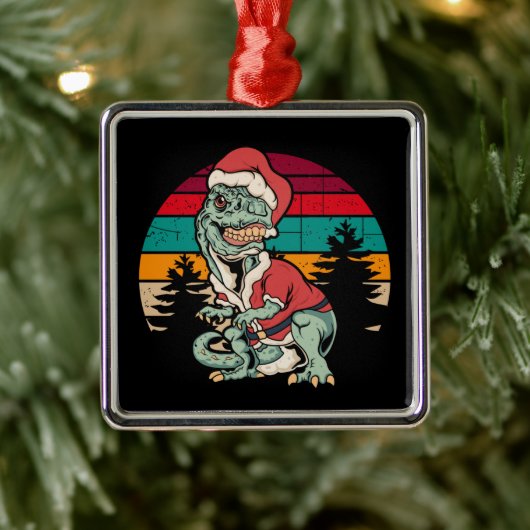 Dinosaur Kerstmis Metalen Ornament (Boom)