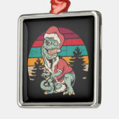 Dinosaur Kerstmis Metalen Ornament (Links)