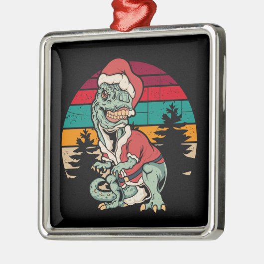 Dinosaur Kerstmis Metalen Ornament (Links)