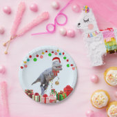 Dinosaur Kerstmis Papieren Bordje (Feest)