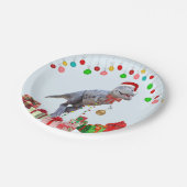 Dinosaur Kerstmis Papieren Bordje (Gekanteld)