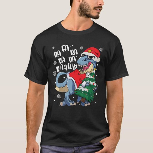 Dinosaur Kerstmis Ra Ra Rawr T Rex Santa Chris T-shirt (Voorkant)