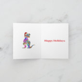 Dinosaur Kerstmis T Rex Santa Persoonlijk Feestdagen Kaart (Binnen)